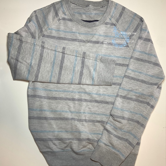Men's Diesel Reversible Striped Sweatshirt In Gray Size L-XL - Picture 1 of 6
